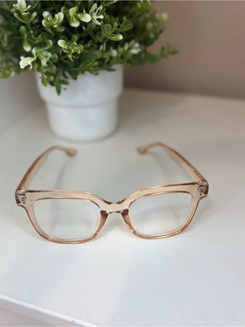 Fifth & Ninth Clear Tan Square Blue Light Glasses Computer Eyewear
